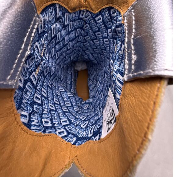 Dingo Western Cowboy Boots 1969 Gypsy Women's 9.5 Snip Toe Silver Leather Fringe - Picture 8 of 10